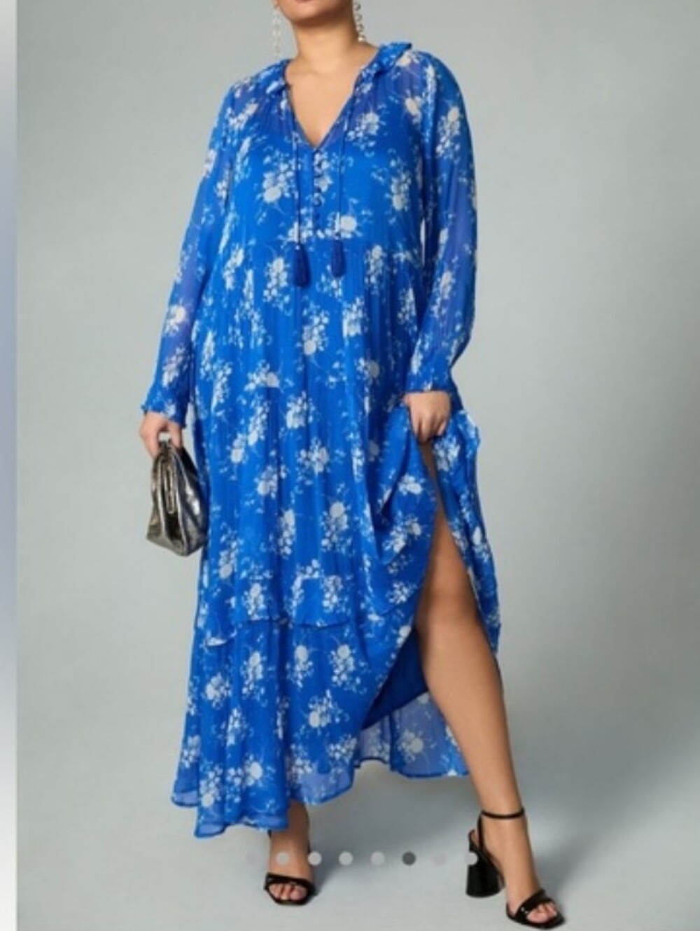Anthropologie The Marais Printed Chiffon Maxi Dress - Sapphire Size Large